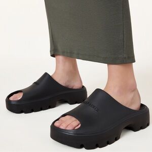 All Saints Black Flatform Slide Sandals